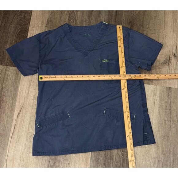 Womens blue Iguana Scrub Top V-Neck L - Picture 4 of 4